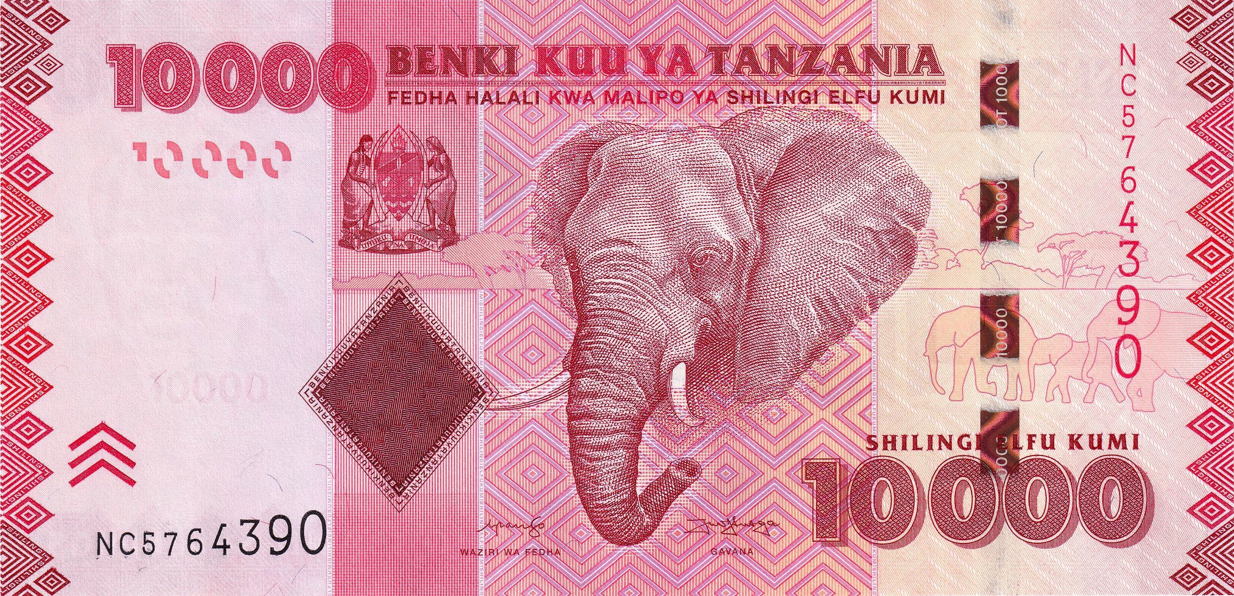 Ein Bild der 10'000 Schilling Banknote aus Tanzania